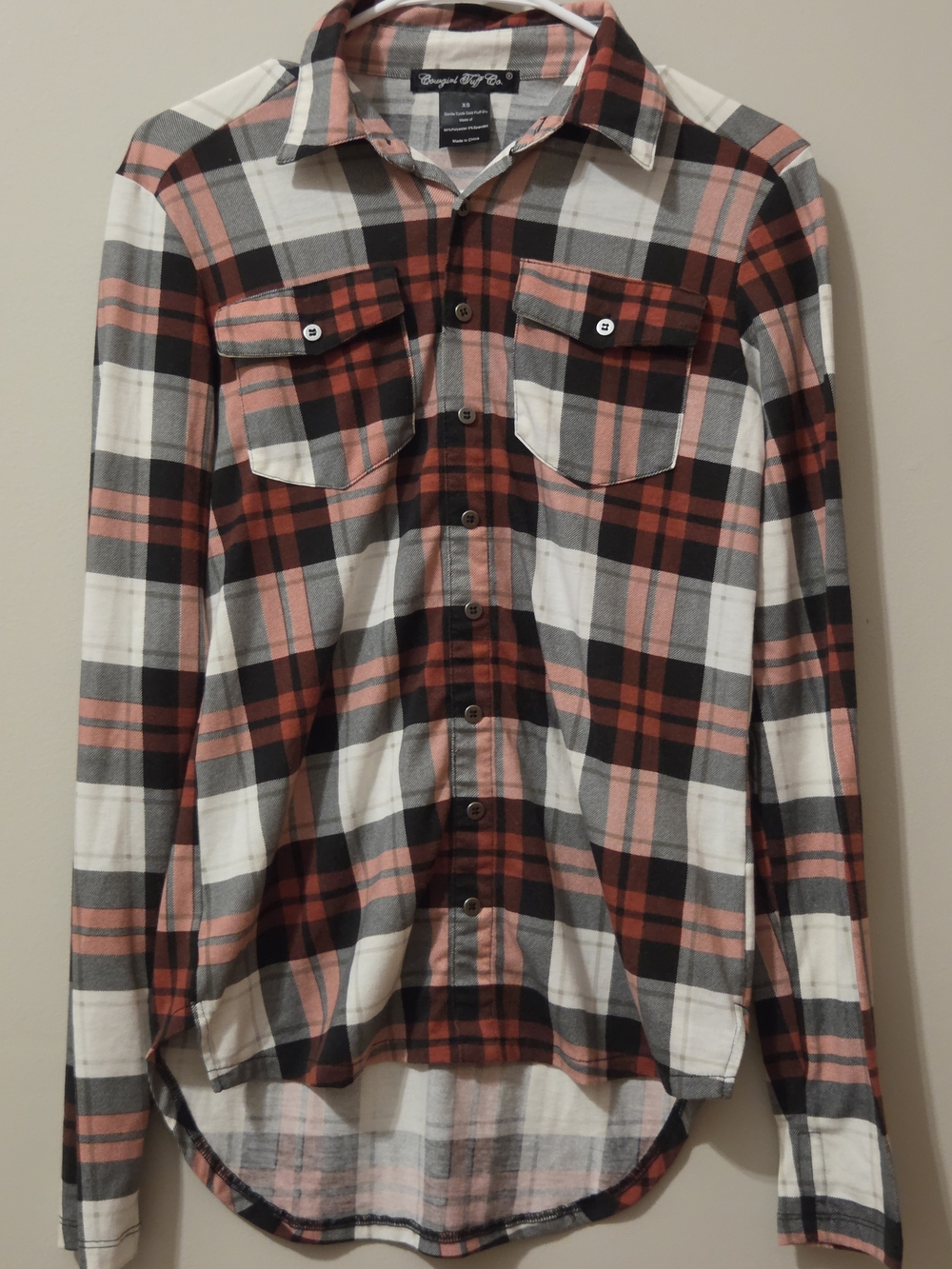 Cowgirl Tuff Women's Red, Black & White Plaid Button-Down Shirt